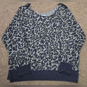PINK Victoria's Secret Leopard Cheetah Print Scoop Neck Sweatshirt